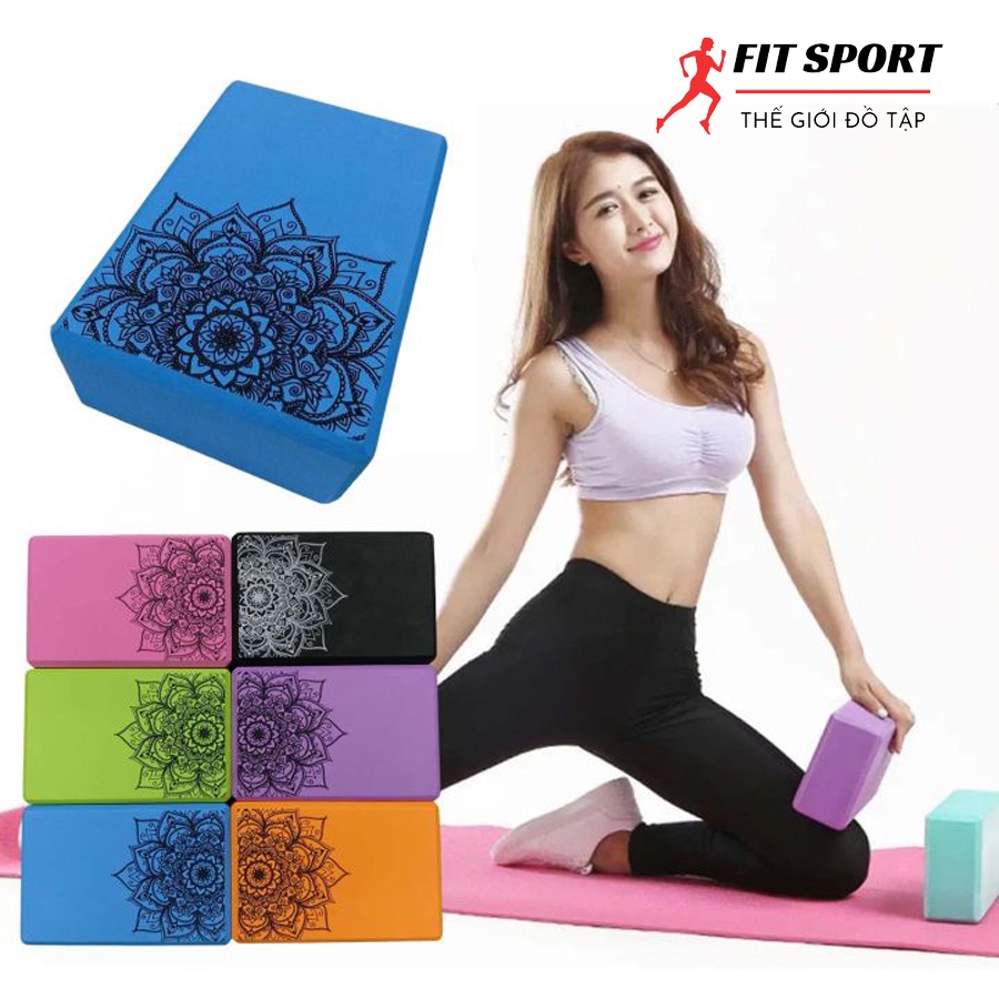 ( SALE RẺ-NHẤT ) Gạch tập Yoga EVA in hoa cao cấp - Gối tập Yoga 220g, block tập bằng xốp không bị lún