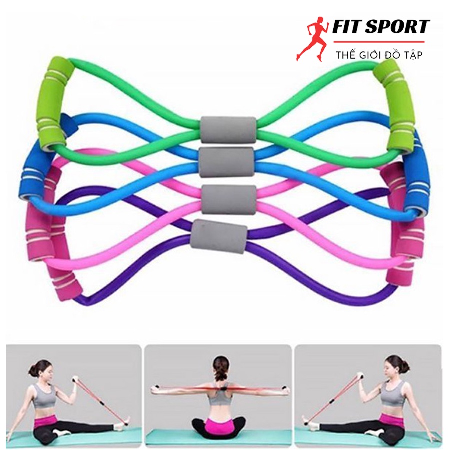 ( ẢNH THẬT ) Dây kéo tập Gym - Dây cao su kéo kháng lực đàn hồi hình số 8 tập tay vai, mở vai, tập mông cho nữ
