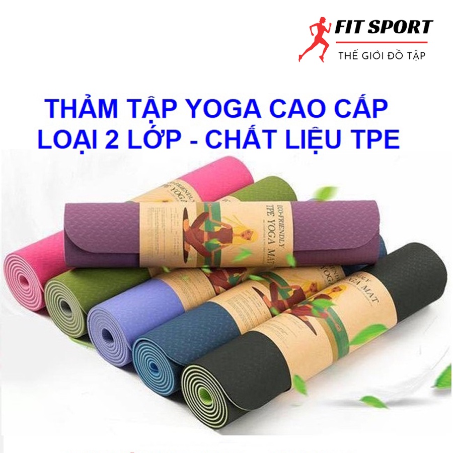 ( MUA 1 TẶNG 1 ) Thảm yoga TPE 2 lớp định tuyến 8mm chống trượt - Thảm tập Yoga, Gym tại nhà hai lớp cao cấp