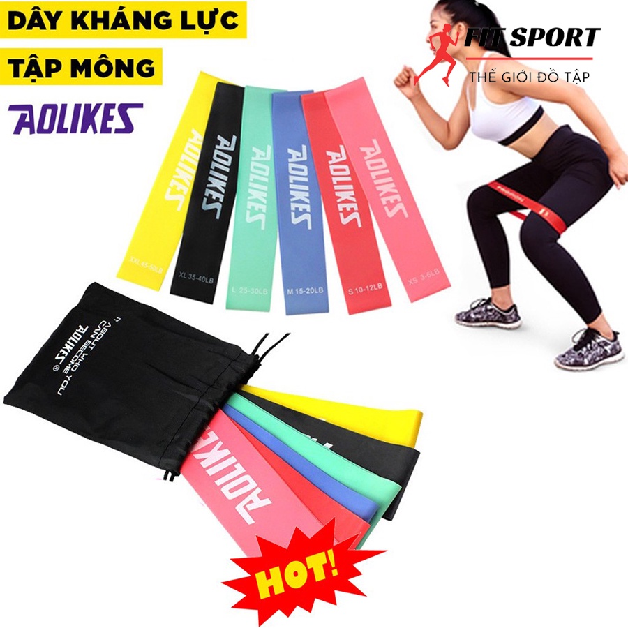 ( CHÍNH HÃNG ) Dây miniband cao su kháng lực Aolikes - Bộ 6 dây dây kháng lực tập chân mông đàn hồi siêu bền