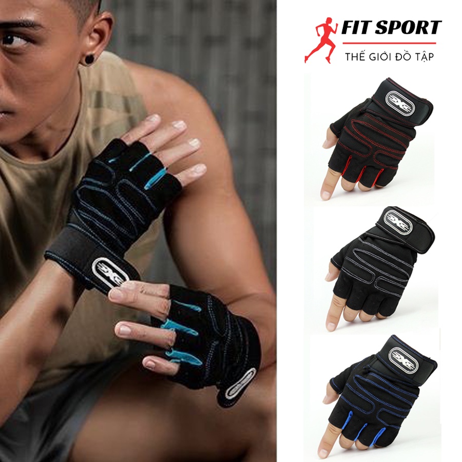 Găng tay tập gym X-SPORT - Găng tay tập thể thao có cuốn cổ tay hỗ trợ giảm chấn thương, lòng bàn tay cực êm