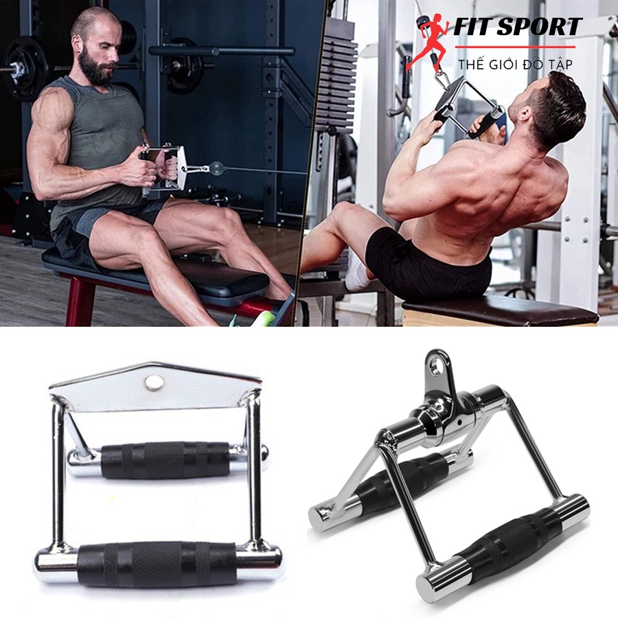 ( SẴN HÀNG ) Tay cầm kéo xô đôi chữ V cho máy khối phụ kiện tập gym - Tay nắm kéo xô ngực thanh kéo bọc cao su