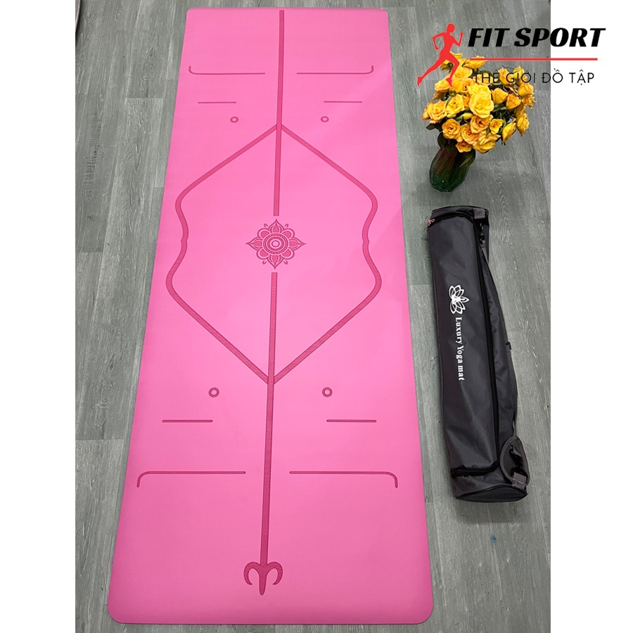 Thảm tập yoga cao su PU Luxury dày 5mm - Thảm yoga định tuyến cao cấp, thấm hút mồ hôi, chống trơn chống trượt
