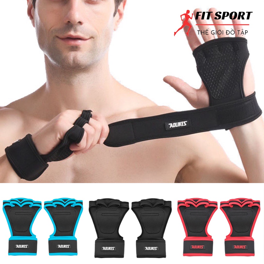 Găng tay tập tạ, tập Gym Aolikes chính hãng - Găng tay hở nửa ngón tay bảo vệ ngón/cổ tay chống mồ hôi, bao tay có cuốn