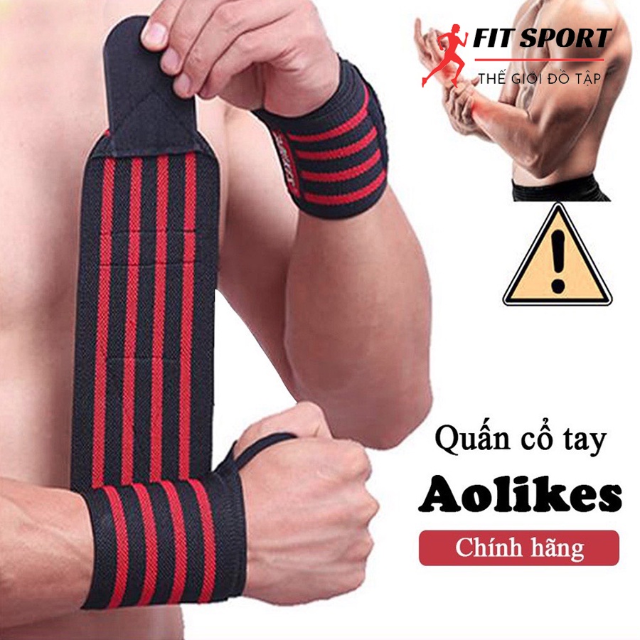 Đai quấn cổ tay tập Gym Aolikes chính hãng loại 4 vạch dài 60cm cao cấp - Băng quấn bảo vệ cổ tay, phụ kiện thể thao