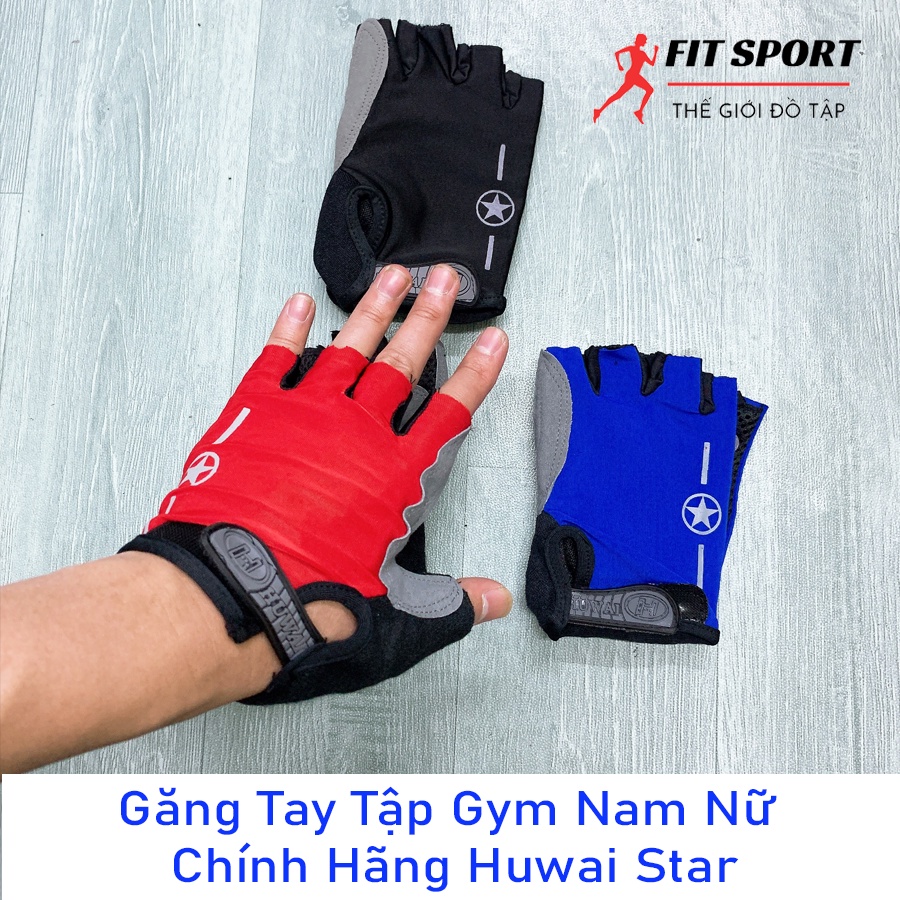 Găng tay tập gym nam nữ chính hãng Huwai Star - Găng tay hở bàn tập thể thao vận động dễ dàng