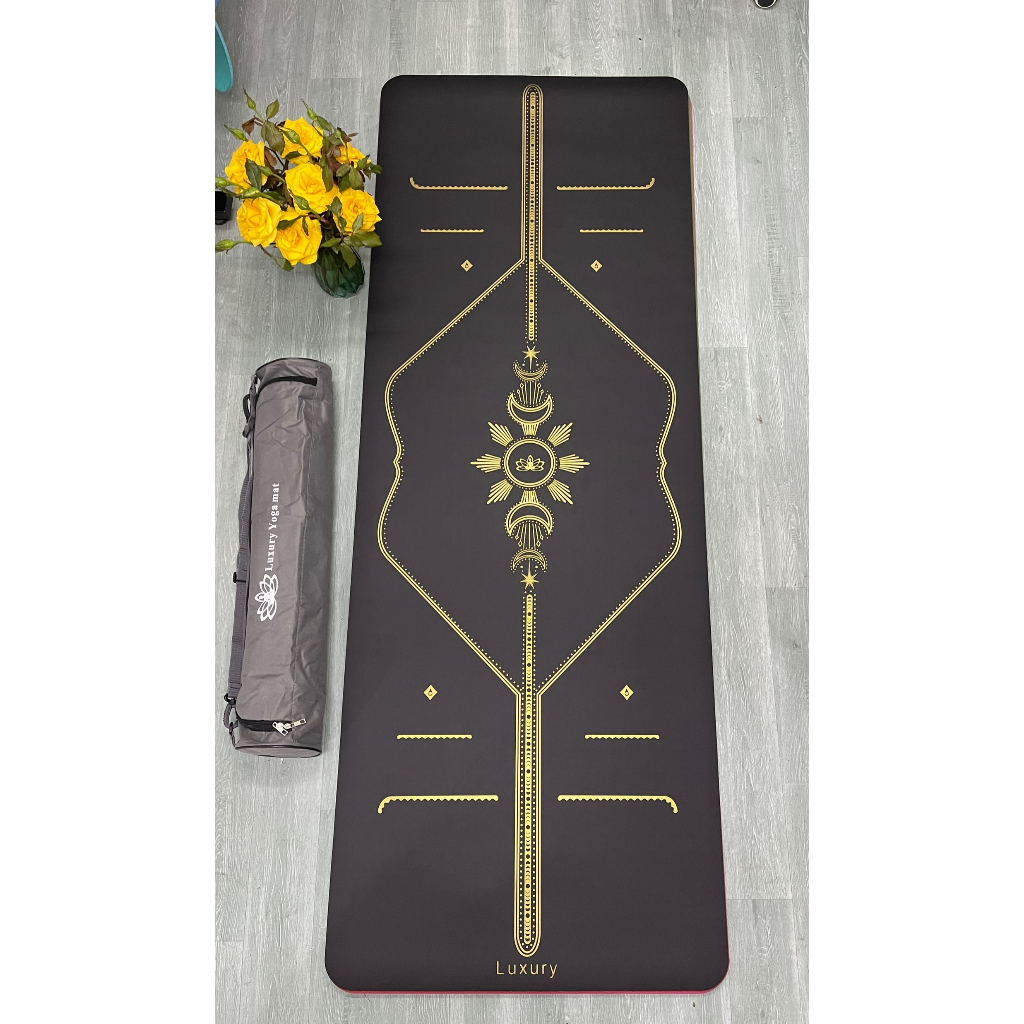 (TẶNG KÈM TÚI ) FULL HỘP THIẾT KẾ Thảm tập yoga cao su Luxury pro MOON mạ vàng chính hãng