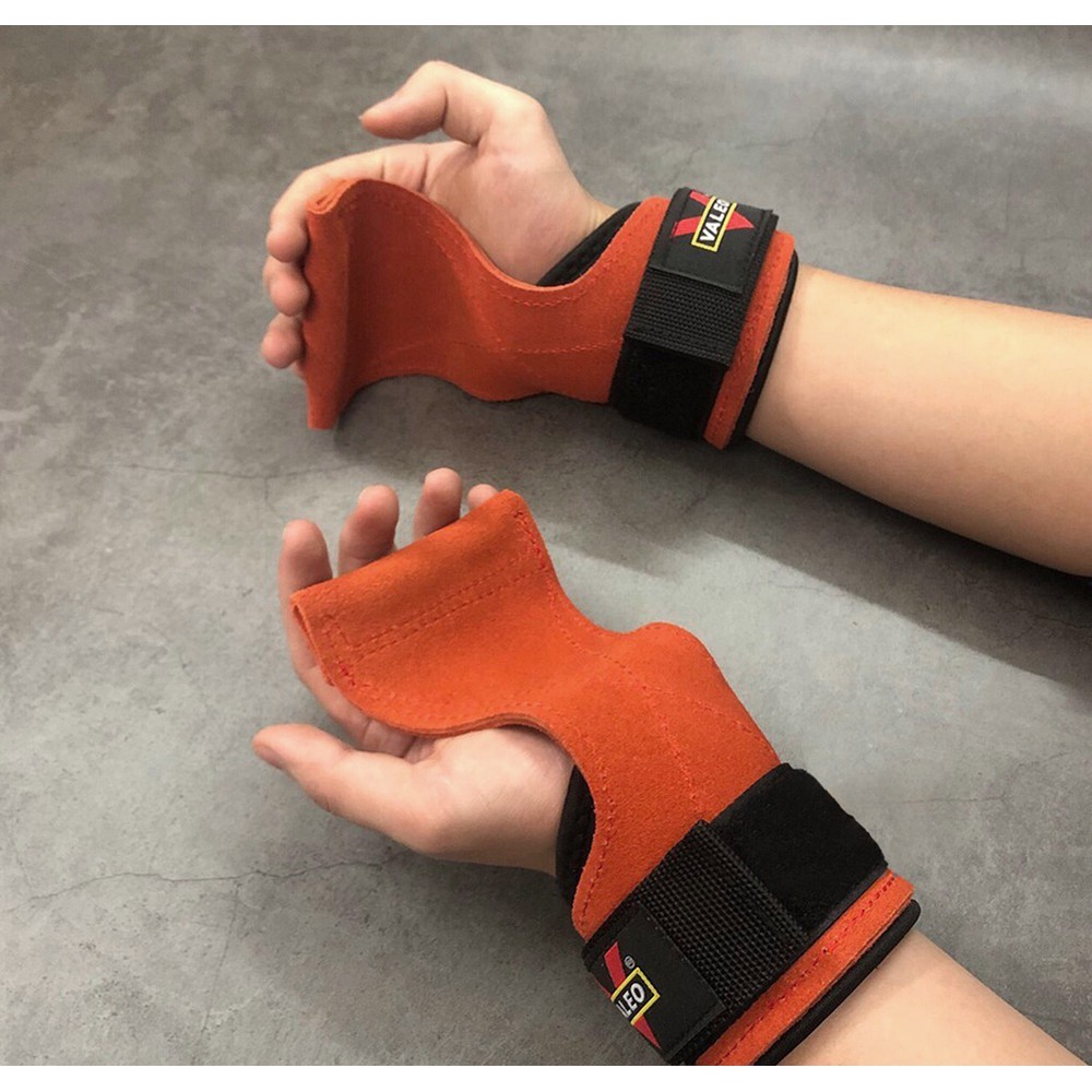 GĂNG TAY TẬP GYM - DÂY KÉO LƯNG - Lifting Grips Chính hãng, Găng Tay Tập Gym - Dây Kéo Lưng Valeo Chất Liệu Da Bò